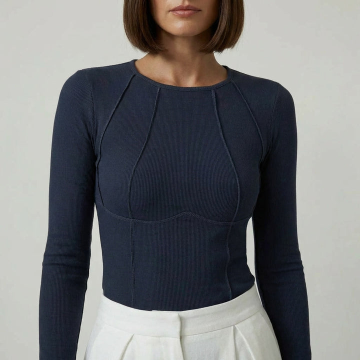 MECXY Geribbelde Top met Lange Mouwen