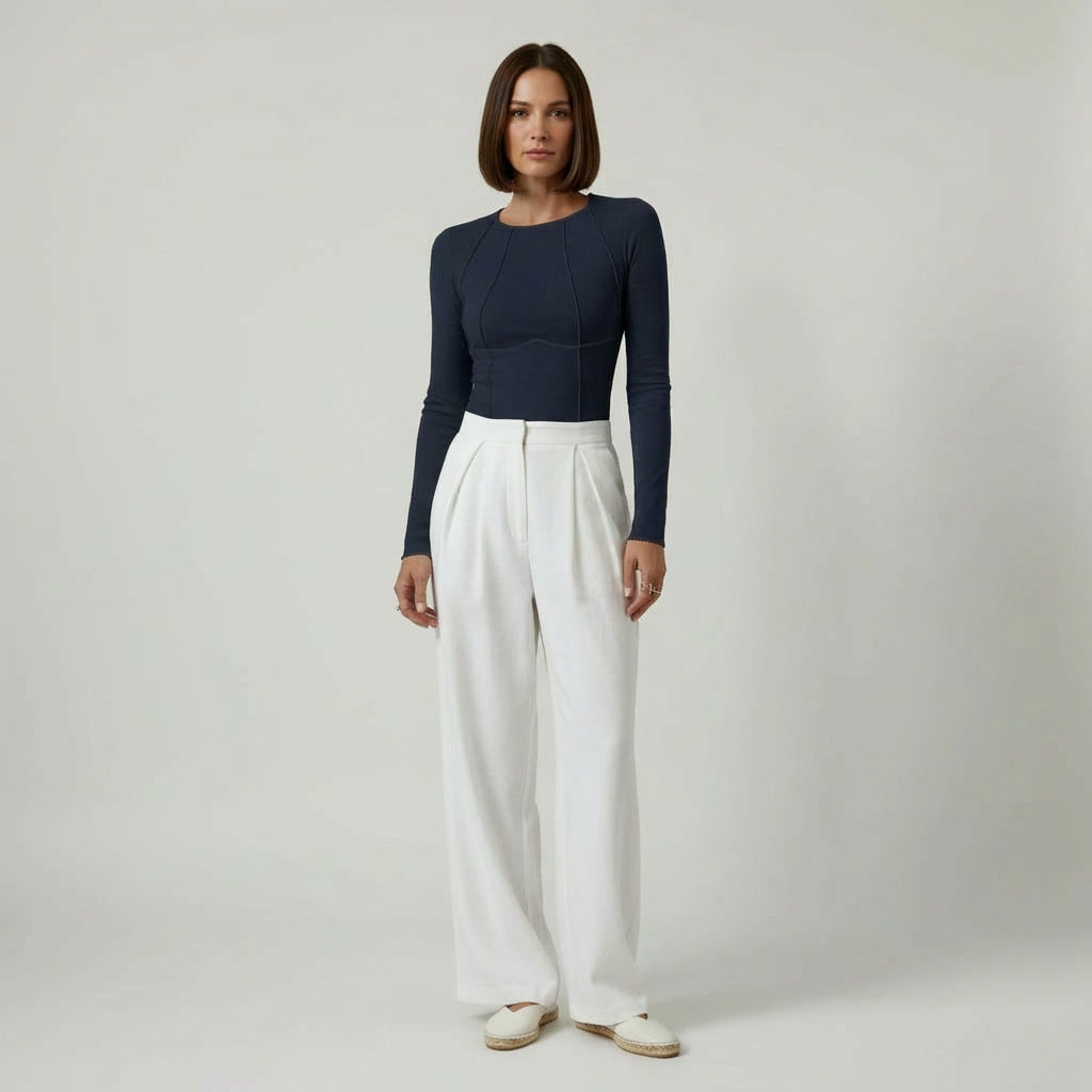 MECXY Geribbelde Top met Lange Mouwen