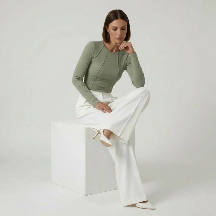 MECXY Geribbelde Top met Lange Mouwen