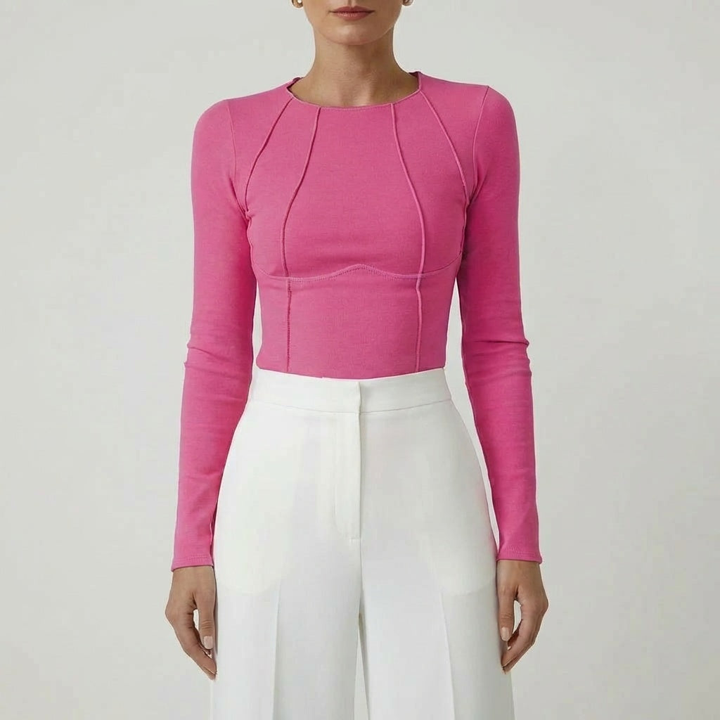 MECXY Geribbelde Top met Lange Mouwen