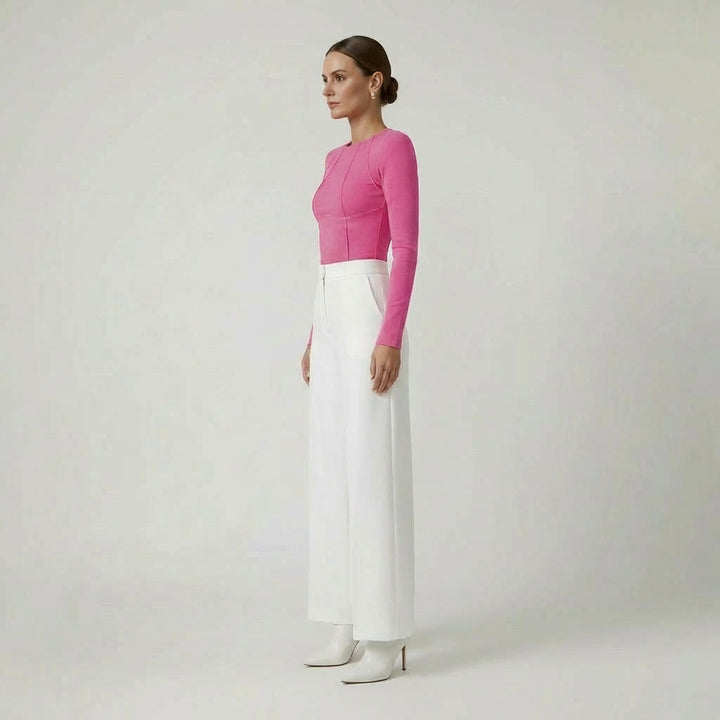 MECXY Geribbelde Top met Lange Mouwen