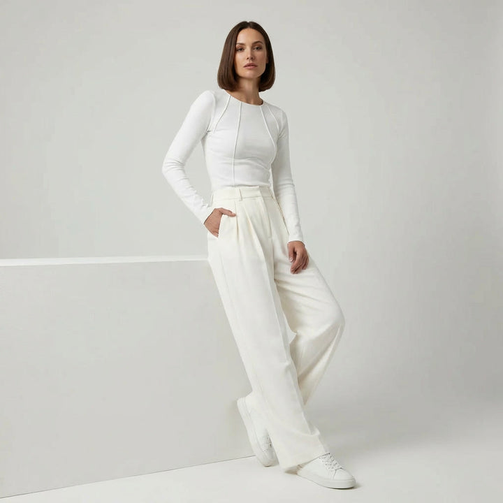 MECXY Geribbelde Top met Lange Mouwen